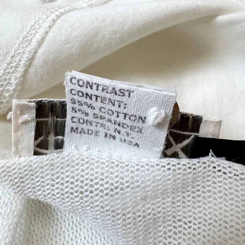 The Phoenix Cardigan Women Large White Solid Casual Mesh Panel Cotton USA‎ Made